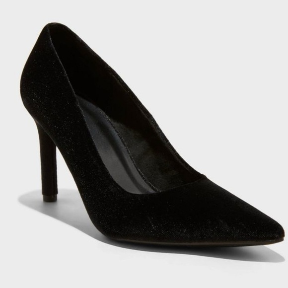 A New Day Elegant Black Velvet Stiletto Tara Heels Size 9 - Picture 1 of 7